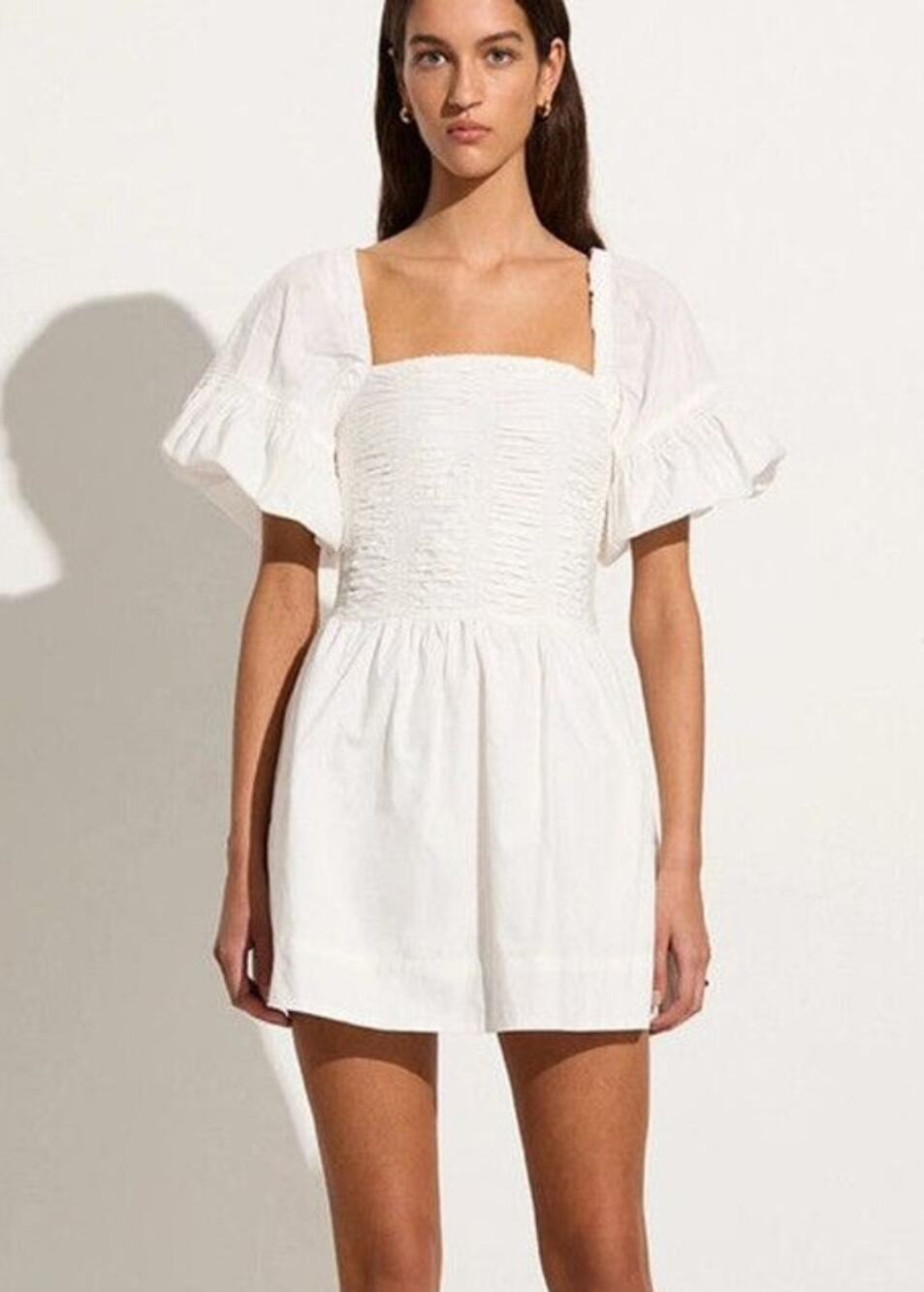 NWT Faithfull The Brand Belladonna Puff Sleeve Mini Dress White Women US 12/XXL